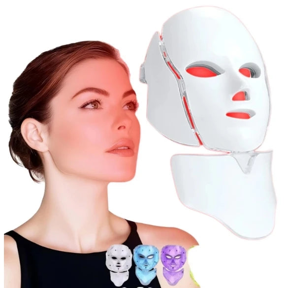 Face Mask Light 7 Colors Face and Neck Light Facial Skin Care anti Aging Skin Tightening Wrinkles Toning Mask