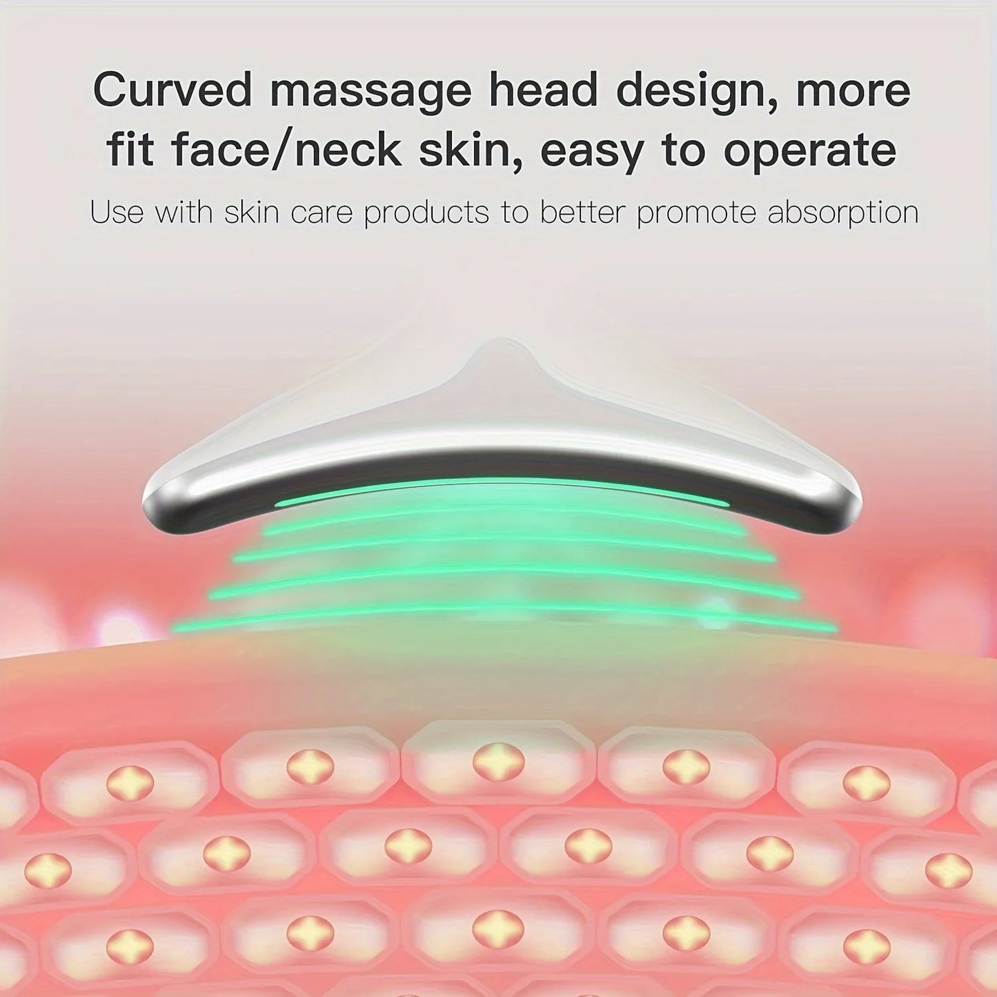 Rechargeable 7-Color LED Facial and Neck Massager with Smart Heat Therapy for Skin Smoothing and Brightening