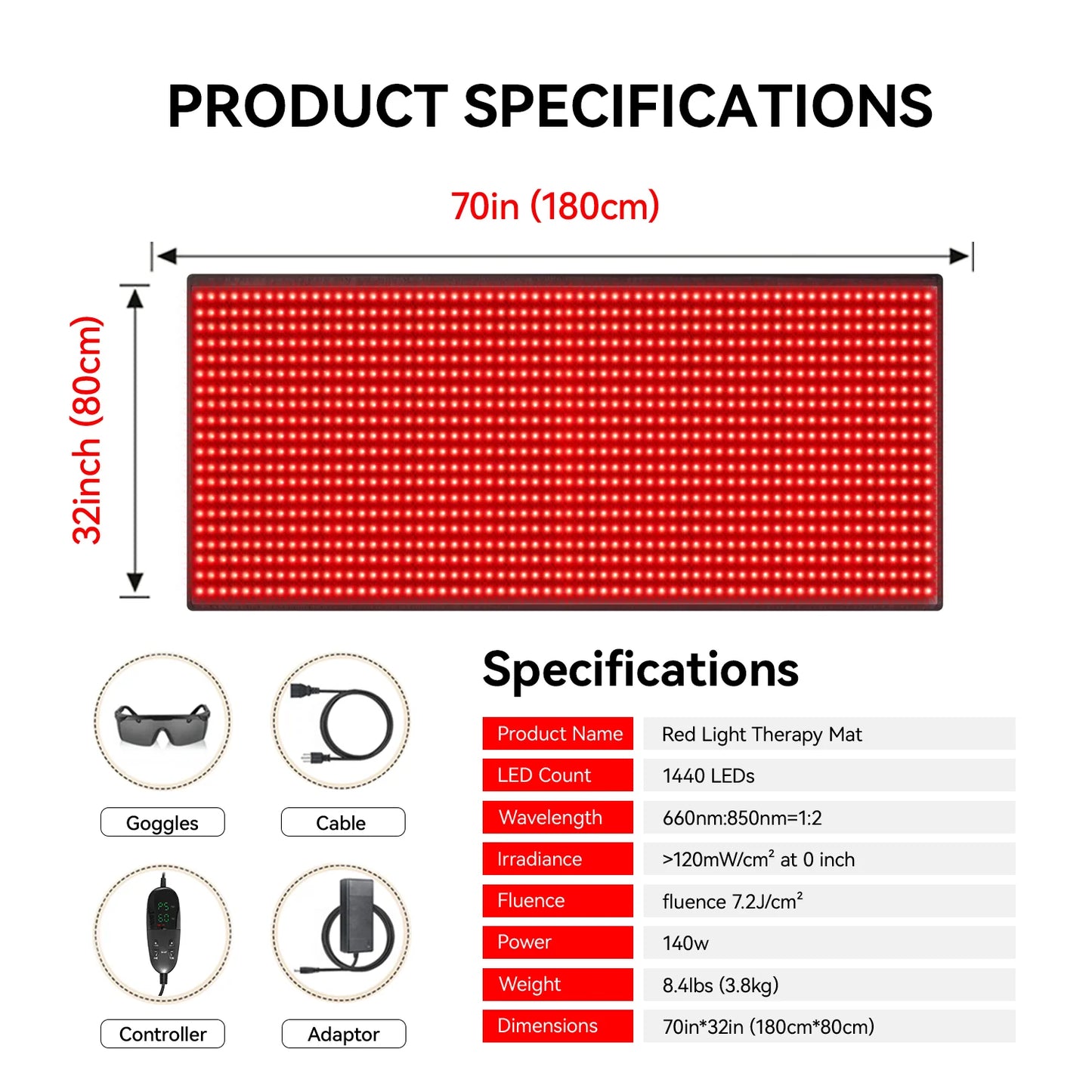 Red and Infrared Light Therapy Mat