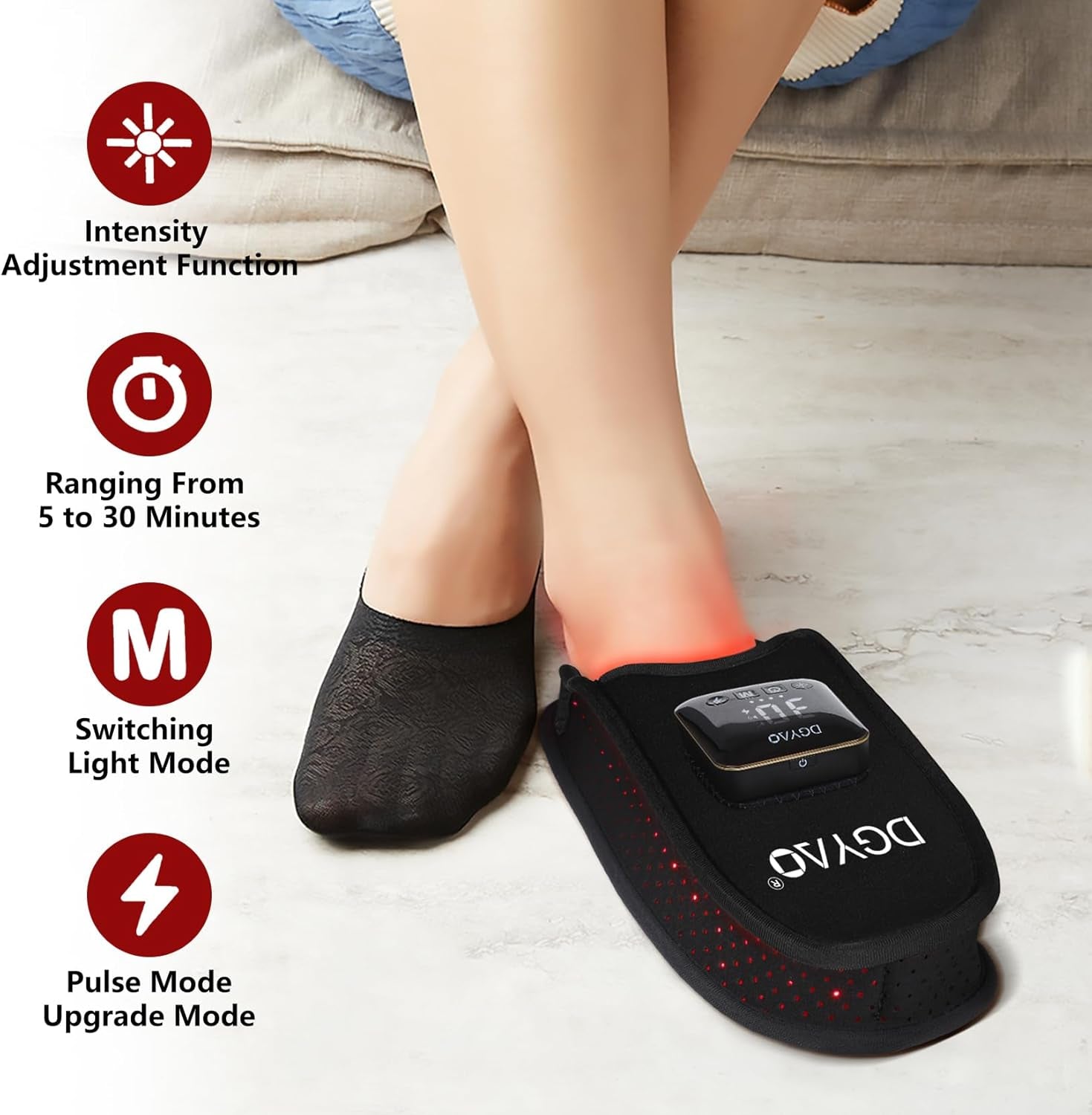 Cordless Red Light Therapy for Foot Slipper FDA Cleared near Infrared Light Therapy Device for Feet Toes Instep Pain Relief Led Portable Wearable Rechargeable with 4000Mah Battery