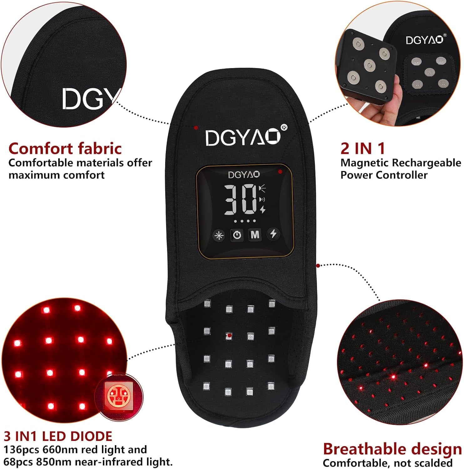 Cordless Red Light Therapy for Foot Slipper FDA Cleared near Infrared Light Therapy Device for Feet Toes Instep Pain Relief Led Portable Wearable Rechargeable with 4000Mah Battery