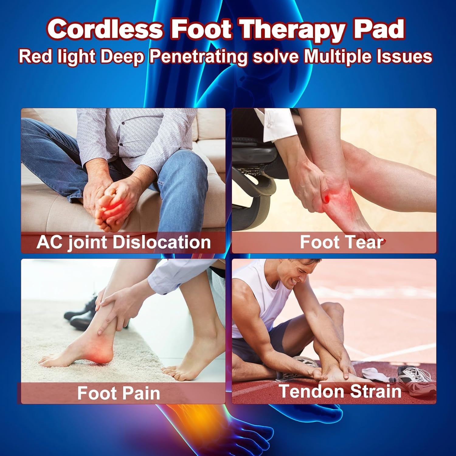 Cordless Red Light Therapy for Foot Slipper FDA Cleared near Infrared Light Therapy Device for Feet Toes Instep Pain Relief Led Portable Wearable Rechargeable with 4000Mah Battery