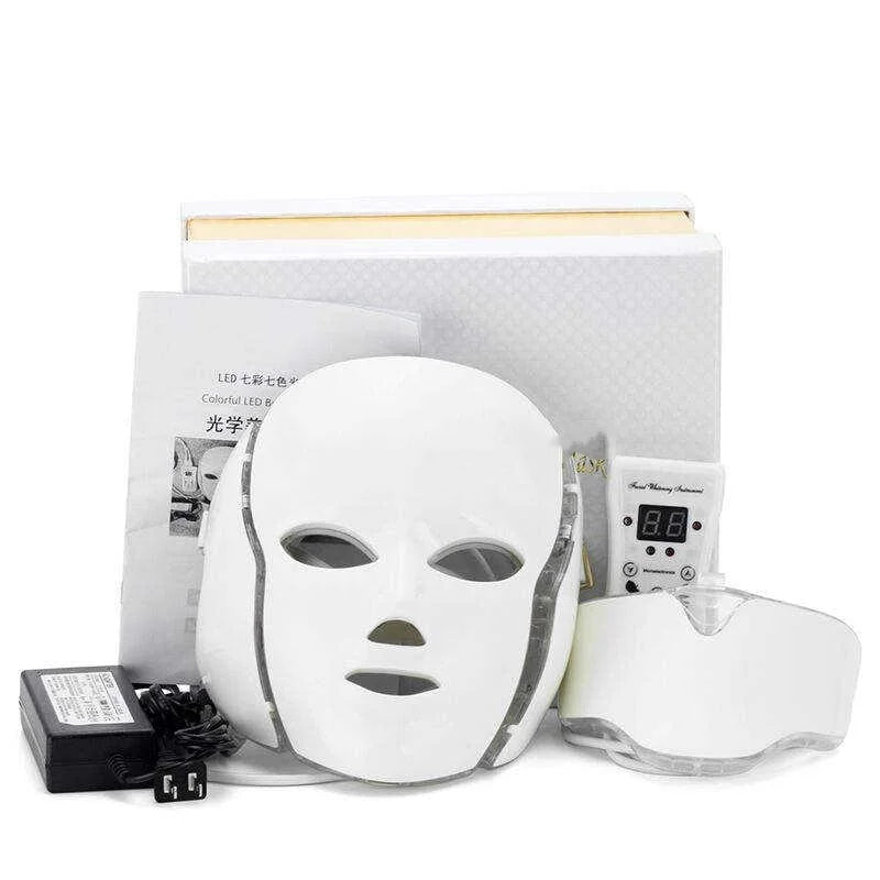 Face Mask Light 7 Colors Face and Neck Light Facial Skin Care anti Aging Skin Tightening Wrinkles Toning Mask