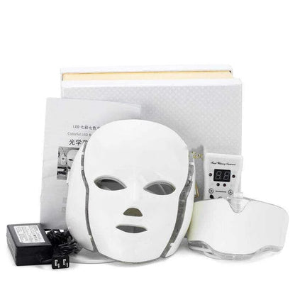 Face Mask Light 7 Colors Face and Neck Light Facial Skin Care anti Aging Skin Tightening Wrinkles Toning Mask